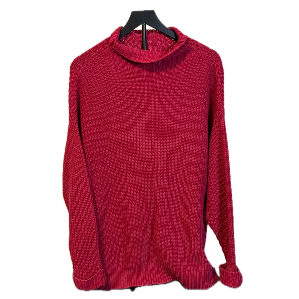 American Eagle Sweater Women's M Plum Oversized Fit Mock Neck Cotton Blend